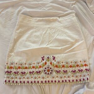 Marciano White Skirt with Colorful Embellishments Beaded Size 8